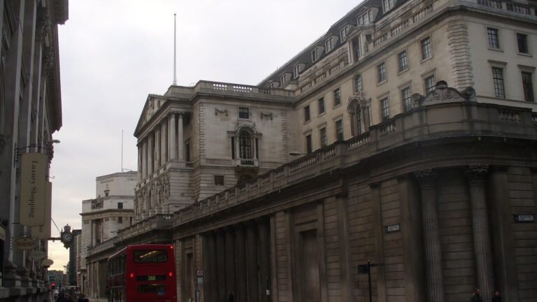 The Bank of England building on Threadneedle Street in the City of London