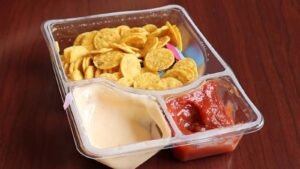 A packaged ready meal in a plastic tray