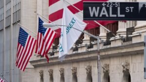 The Wall Street street sign outside the New York Stock Exchange